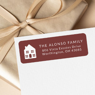 Simple maroon new home holiday return address