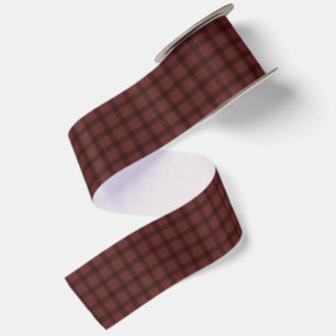 Simple maroon red plaid check Christmas holiday Satin Ribbon