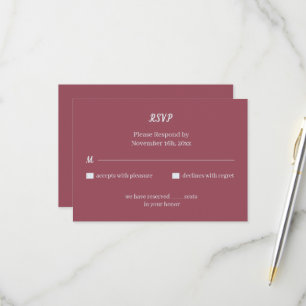 Simple Maroon Wedding  RSVP Card