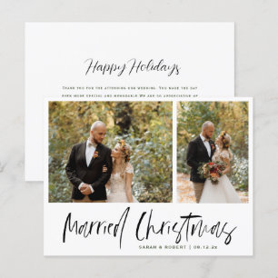 Simple Married Christmas Wedding Announcement Postcard