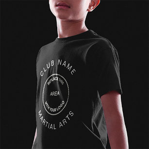 Simple Martial Arts Club Name Logo Black T-Shirt
