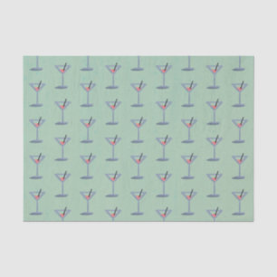 Simple Martini Glass Modern Vintage Pink Mint Tissue Paper