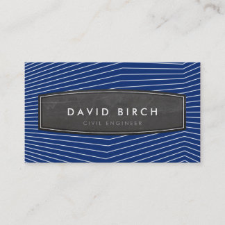 SIMPLE masculine chalkboard badge bold navy blue Business Card