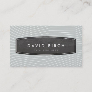 SIMPLE masculine chalkboard badge pale grey Business Card