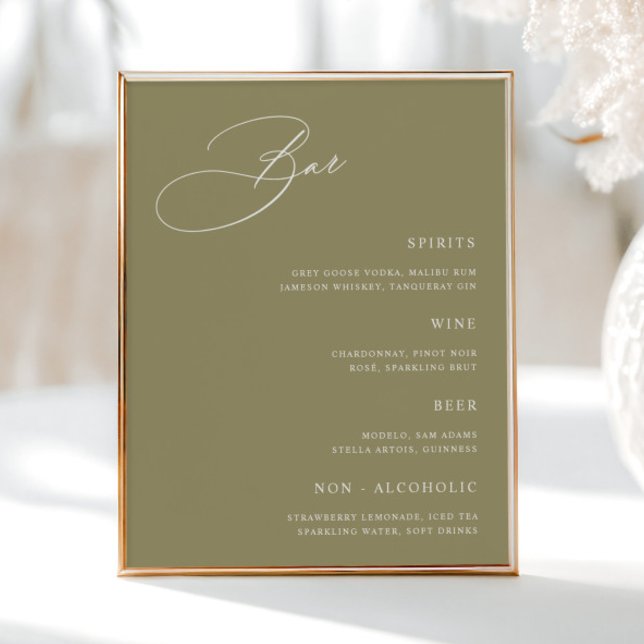 Simple Matcha Green Wedding Bar Menu  Poster (Creator Uploaded)