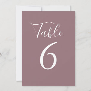 Simple Mauve Chic Script Table Number