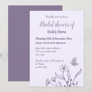 Simple mauve floral bridal shower invitation