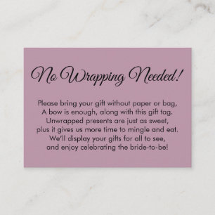 Simple Mauve No Wrapping Needed Bridal Shower Enclosure Card