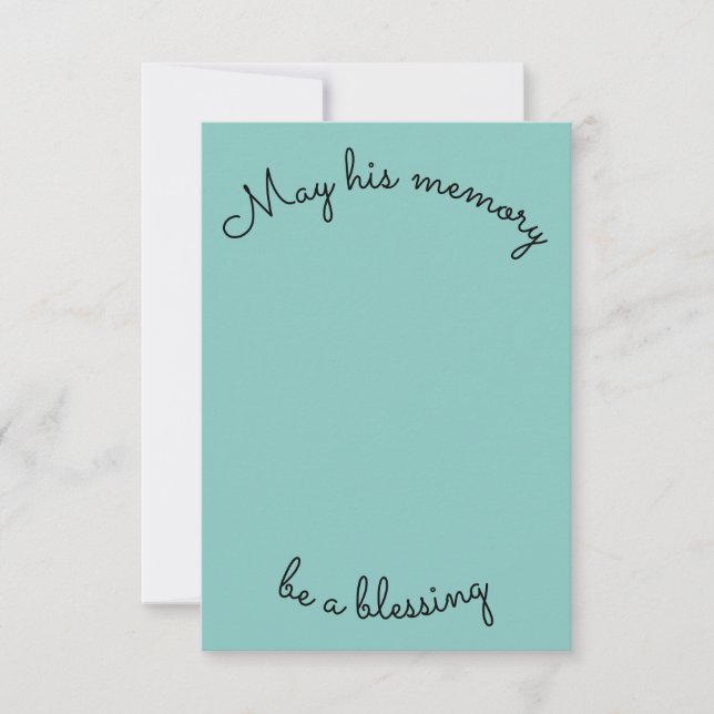 Simple May His Memory Be A Blessing Sympathy Card (Front)