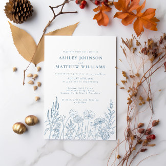 Simple Meadow Flowers Wedding Invitation