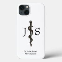 Simple Medical Professional Asclepius Black White
