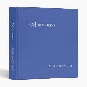 Simple Medium Blue Binder Monogrammed