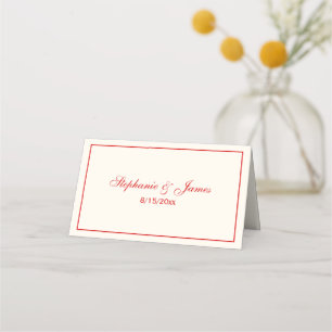 Simple Medium Red Frame Escort Cards Ivory