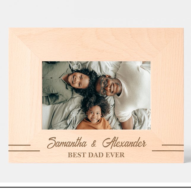 Simple Meilleur papa jamais Nom Cadre en bois grav (Créateur téléchargé)