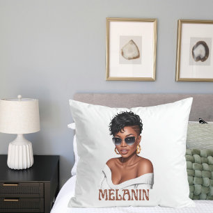 Simple melanin black woman  throw pillow