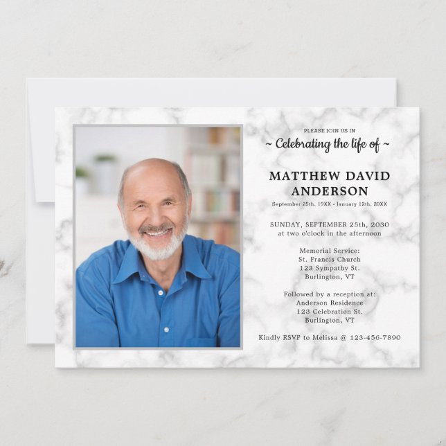 Simple Memorial Celebration Of Life Photo Funeral Invitation (Front)