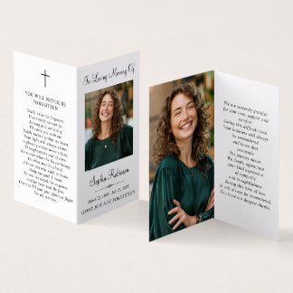 Simple Memorial Funeral 2 Photo Folder Prayer Card