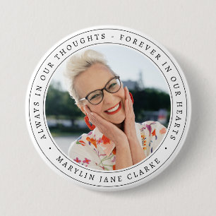 Simple Memorial Funeral Remembrance Photo  3 Inch Round Button