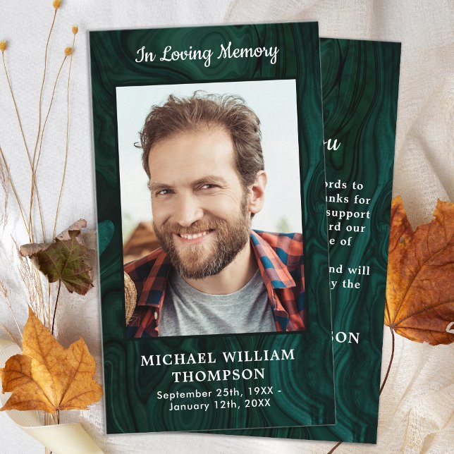 Simple Memorial Green Marble Funeral Thank You Card (Creator Uploaded)