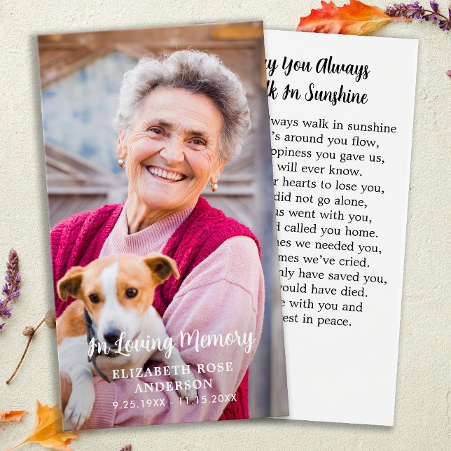 Simple Memorial Modern Photo Funeral Prayer Cards (Creator Uploaded)