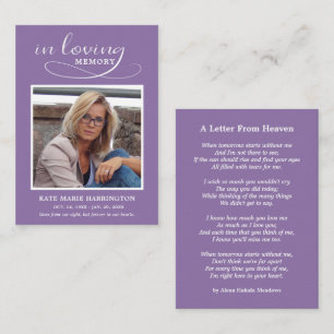Simple Memorial Photo Funeral Card