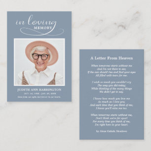 Simple Memorial Photo Funeral Card