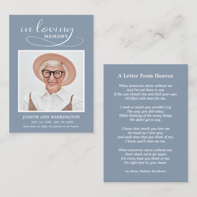 Simple Memorial Photo Funeral Card (Front/Back)