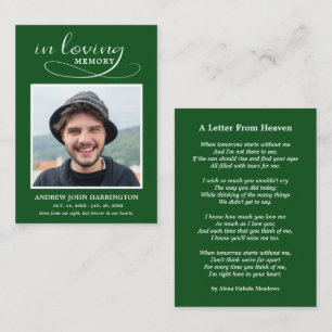 Simple Memorial Photo Funeral Card