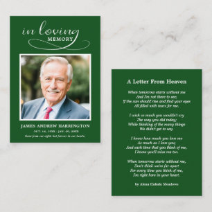 Simple Memorial Photo Funeral Card