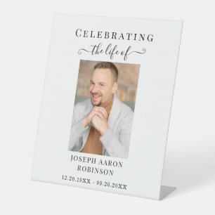 Simple Memorial Photo Sympathy Funeral Pedestal Sign