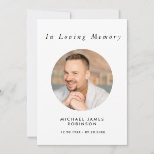 Simple Memorial Photo Sympathy Funeral Remembrance Card