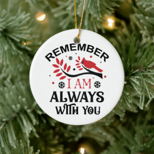 Simple Memorial Red Cardinal Christmas Ceramic Ornament