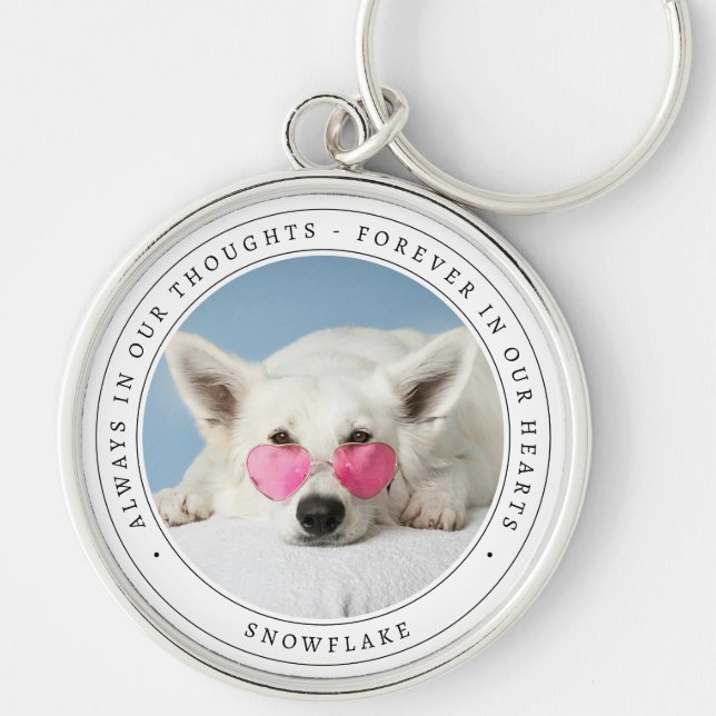 Simple Memorial Remembrance Pet Photo Keychain (Front)