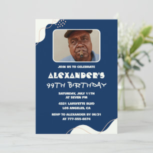 Simple Men Photo 99th birthday invitations 