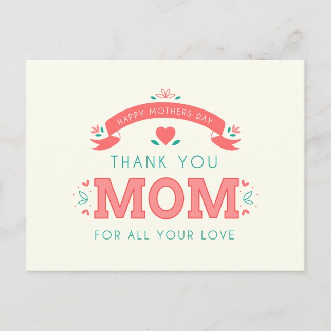 Simple Merci Maman Fête des Mères | Carte postale (Devant)