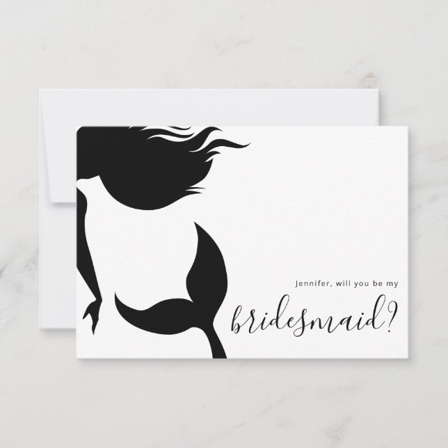 Simple Mermaid Silhouette Bridesmaid Invitation (Front)
