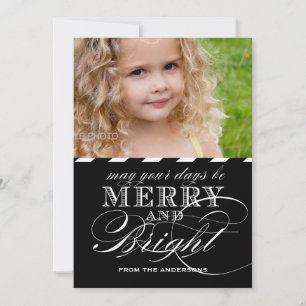 SIMPLE MERRY AND BRIGHT PHOTO FLAT CARD   BLACK