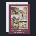Simple Merry Christmas 4 Photo Collage | PLUM Holiday Card<br><div class="desc">Send your holiday greetings this Winter Holiday season with our minimalist and stylish holiday card, featuring a stunning 4-photo collage on the front and a striking "Merry Christmas" message in modern white typography with retro vibes over a classic Festive DEEP WINTER PLUM background. Personalize the front of the card with...</div>