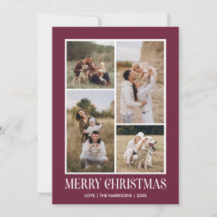 Simple Merry Christmas 4 Photo Collage   PLUM Holiday Card