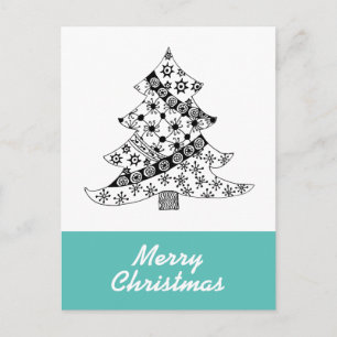 Simple Merry Christmas Black Christmas Tree Holiday Postcard