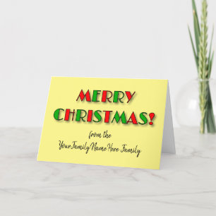 Simple "MERRY CHRISTMAS!" + Custom Family Name Holiday Card