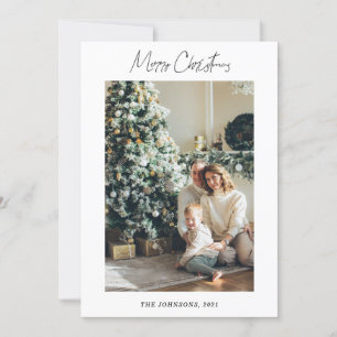 Simple Merry Christmas Custom Pattern Photo Card