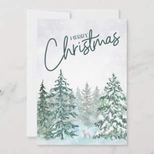 Simple Merry Christmas Message Deer In The Woods Holiday Card