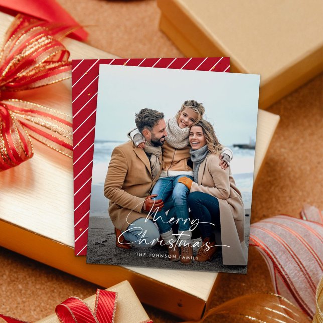 Simple Merry Christmas Photo Budget Holiday Card (Creator Uploaded)