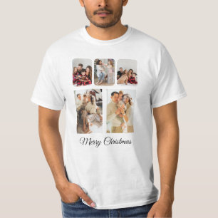 Simple Merry Christmas Photo Collage T-Shirt