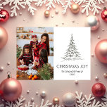 Simple Merry Christmas Pine Tree family photo Holiday Card<br><div class="desc">Simple Merry Christmas Pine Tree family photo</div>