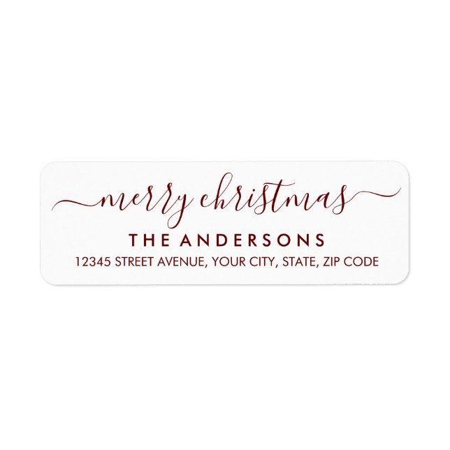 Simple Merry Christmas Red Modern Script Holiday (Front)