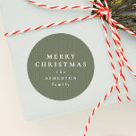 Simple Merry Christmas sage green knit pattern Classic Round Sticker<br><div class="desc">A cute and cozy Merry Christmas sticker perfect for all your Christmas presents. Add a cute personalized touch to your Christmas gifts or your Christmas party favours with this sage green sticker featuring a unique knit pattern and custom type. Designed to match the Lea Delaveris Design collection, this original gift...</div>