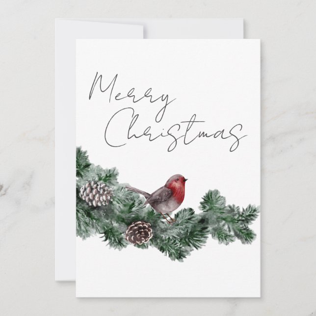 Simple Merry Christmas Script Holiday Card (Front)