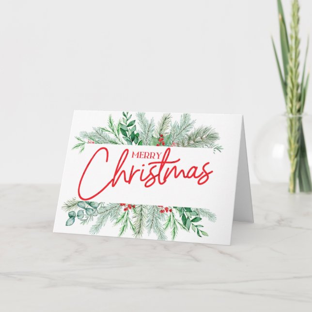 Simple Merry Christmas Spray Greeting Card (Front)